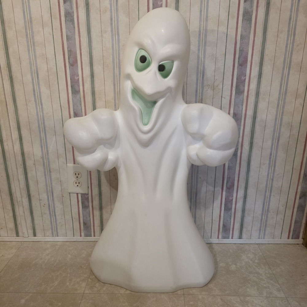 Vtg General Foam Plastics 36" Halloween Green Eye Ghost Blow Mold USA Made Read